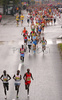 Leading group with John Kiprotich of Kenia (L), Wilson Busienei of Uganda (M), and David Kipngetich of Kenia (R) running in first kilometer of 12th Ljubljana Marathon. 12th Ljubljana Marathon was held in Ljubljana, Slovenia, on 28th of October 2007. Marathon was held in difficult cold and rainy weather, so already hard track was even harder for more then 8000 runners who were competing in this years marathon and half marathon.
