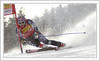 Bode Miller of USA at direction gate during first run of giant slalom race of Audi Alpine Skiing World Cup in Kranjska Gora. February 26, 2005.
