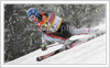 Winner Benjamin Raich of Austria skiing during mens giant slalom race of Audi Alpine Skiing World Cup in Kranjska Gora.Race was won by Benjamin Raich of Austria, who finished before his teammate Hermann Maier of Austria and third placed Kalle Palander of Finland. <br> 
