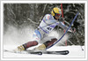 Stephane Tissot of France skiing during first run of slalom race of Audi FIS Alpine skiing world cup in Kranjska Gora, Slovenia. Race was won by Giogio Rocca of Italy, Andre Myhrer of Sweden placed second and Benjamin Raich of Austria finished third. <br> 
