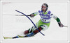 Andrej Sporn of Slovenia on track of second run of slalom race of Audi FIS Alpine skiing world cup in Kranjska Gora, Slovenia. Race was won by Giogio Rocca of Italy, Andre Myhrer of Sweden placed second and Benjamin Raich of Austria finished third. <br> 
