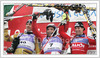 Second placed Andre Myhrer of Sweden (L), winner Giogio Rocca of Italy (M) and third placed Benjamin Raich of Austria celebrating their medals after slalom race of Audi FIS Alpine skiing world cup in Kranjska Gora, Slovenia.
