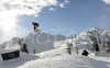 Bine Zalohar of Slovenia performing freestyle skiing tricks during opening of Snowboard park Elan on Vogel, Slovenia
