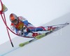 Thomas Fanara of France skiing during FIS World Cup race in Kranjska Gora, Slovenia. Race was won by Benjamin Raich of Austria, Massimilian Blardone of Italy placed second, while Thomas Grandi of Canada finished third.
