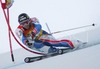Joel Chenal of France skiing during FIS World Cup race in Kranjska Gora, Slovenia. Race was won by Benjamin Raich of Austria, Massimilian Blardone of Italy placed second, while Thomas Grandi of Canada finished third.
