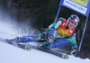 Bernard Vajdic of Slovenia skiing during FIS World Cup race in Kranjska Gora, Slovenia. Race was won by Benjamin Raich of Austria, Massimilian Blardone of Italy placed second, while Thomas Grandi of Canada finished third.
