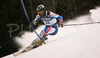 Pierrick Bourgeat of France skiing during FIS World Cup Slalom race in Kranjska Gora, Slovenia. Race was won by Giorgio Rocca of Italy, Thomas Grandi of Canada placed second, while Ted Ligety of USA finished third. Bourgeat finished 19th.
