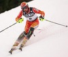 Thomas Grandi of Canada skiing during FIS World Cup Slalom race in Kranjska Gora, Slovenia. Race was won by Giorgio Rocca of Italy, Thomas Grandi of Canada placed second, while Ted Ligety of USA finished third.
