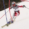 Reiner Schoenfelder of Austria skiing during FIS World Cup Slalom race in Kranjska Gora, Slovenia. Race was won by Giorgio Rocca of Italy, Thomas Grandi of Canada placed second, while Ted Ligety of USA finished third. Schoenfelder placed fourth.
