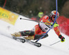 Second placed Thomas Grandi of Canada skiing during FIS World Cup Slalom race in Kranjska Gora, Slovenia. Race was won by Giorgio Rocca of Italy, Thomas Grandi of Canada placed second, while Ted Ligety of USA finished third.
