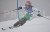 Tina Maze of Slovenia skiing during first run of Women FIS World Cup Slalom race in Maribor, Slovenia. Race was won by Marlies Schild of Austria, Janica Kostelic of Croatia placed second, and Therese Borssen of Sweden finished third.
