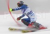Daniela Merghetti of Italy skiing during first run of Women FIS World Cup Slalom race in Maribor, Slovenia. Race was won by Marlies Schild of Austria, Janica Kostelic of Croatia placed second, and Therese Borssen of Sweden finished third.
