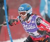 Nika Fleiss of Croatia skiing during Women FIS World Cup Slalom race in Maribor, Slovenia. Race was won by Marlies Schild of Austria, Janica Kostelic of Croatia placed second, and Therese Borssen of Sweden finished third. Fleiss placed 11th.
