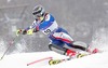 Laure Pequegnot of France skiing during Women FIS World Cup Slalom race in Maribor, Slovenia. Race was won by Marlies Schild of Austria, Janica Kostelic of Croatia placed second, and Therese Borssen of Sweden finished third. Pequegnot placed 7th.
