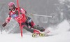 Second placed Janica Kostelic of Croatia skiing during Women FIS World Cup Slalom race in Maribor, Slovenia. Race was won by Marlies Schild of Austria, Janica Kostelic of Croatia placed second, and Therese Borssen of Sweden finished third.
