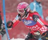Second placed Janica Kostelic of Croatia skiing during Women FIS World Cup Slalom race in Maribor, Slovenia. Race was won by Marlies Schild of Austria, Janica Kostelic of Croatia placed second, and Therese Borssen of Sweden finished third.
