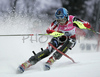 Ana Jelusic of Croatia skiing in first run of Women Alpine skiing slalom FIS World Cup in Zagreb, Croatia. Snow queen trophy in Zagreb, Croatia was held in Sljeme, Croatia on 4th of January 2007.
