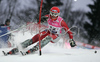 Third placed Sarka Zahrobska of Czech skiing in first run of Women Alpine skiing slalom FIS World Cup in Zagreb, Croatia. Snow queen trophy in Zagreb, Croatia was held in Sljeme, Croatia on 4th of January 2007.
