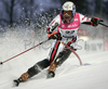 Vanessa Vidal of France skiing in first run of Women Alpine skiing slalom FIS World Cup in Zagreb, Croatia. Snow queen trophy in Zagreb, Croatia was held in Sljeme, Croatia on 4th of January 2007.
