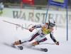 Marion Bertrand of France skiing in first run of Women Alpine skiing giant slalom FIS World Cup in Kranjska Gora, Slovenia. Golden Fox trophy was held in on 6th of January 2007 in in Kranjska Gora, Slovenia, as replacement for Maribor, Slovenia, where organizers could not prepare track due high temperatures.
