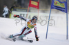 Olivia Bertrand of France skiing in first run of Women Alpine skiing giant slalom FIS World Cup in Kranjska Gora, Slovenia. Golden Fox trophy was held in on 6th of January 2007 in in Kranjska Gora, Slovenia, as replacement for Maribor, Slovenia, where organizers could not prepare track due high temperatures.
