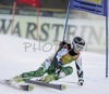 Sanni Leinonen of Finland skiing in first run of Women Alpine skiing giant slalom FIS World Cup in Kranjska Gora, Slovenia. Golden Fox trophy was held in on 6th of January 2007 in in Kranjska Gora, Slovenia, as replacement for Maribor, Slovenia, where organizers could not prepare track due high temperatures.
