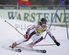 Taina Barioz of France skiing in first run of Women Alpine skiing giant slalom FIS World Cup in Kranjska Gora, Slovenia. Golden Fox trophy was held in on 6th of January 2007 in in Kranjska Gora, Slovenia, as replacement for Maribor, Slovenia, where organizers could not prepare track due high temperatures.
