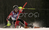 Ana Drev of Slovenia skiing in first run of Women Alpine skiing slalom FIS World Cup in Kranjska Gora, Slovenia. Golden Fox trophy was held in on 7th of January 2007 in in Kranjska Gora, Slovenia, as replacement for Maribor, Slovenia, where organizers couldnt prepare track due high temperatures.
