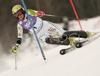 Nicole Hosp of Austria skiing in second run of Women Alpine skiing slalom FIS World Cup in Kranjska Gora, Slovenia. Golden Fox trophy was held in on 7th of January 2007 in in Kranjska Gora, Slovenia, as replacement for Maribor, Slovenia, where organizers couldnt prepare track due high temperatures.
