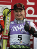 Fourth placed Tanja Poutiainen of Finland celebrating her success in Women Alpine skiing slalom FIS World Cup in Kranjska Gora, Slovenia. Golden Fox trophy was held in on 7th of January 2007 in in Kranjska Gora, Slovenia, as replacement for Maribor, Slovenia, where organizers couldnt prepare track due high temperatures.
