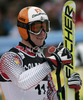 Hannes Reichelt of Austria celebrating good run after finishing second run of Men Alpine skiing giant slalom FIS World Cup in Kranjska Gora, Slovenia. Men giant slalom FIS Alpine skiing World Cup was held on 3rd of March 2007 in Kranjska Gora, Slovenia.
