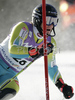 Bernard Vajdic of Slovenia skiing in first run of Men Alpine skiing slalom FIS World Cup in Kranjska Gora, Slovenia. Men slalom FIS Alpine skiing World Cup was held on 4th of March 2007 in Kranjska Gora, Slovenia.
