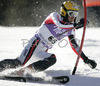 Maxime Tissot of France skiing in first run of Men Alpine skiing slalom FIS World Cup in Kranjska Gora, Slovenia. Men slalom FIS Alpine skiing World Cup was held on 4th of March 2007 in Kranjska Gora, Slovenia.
