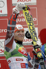 Kalle Palander of Finland celebrating his third place after first race of season 2007-2008. Men giant slalom race was first race of FIS Alpine skiing World cup and was traditionally held on glacier Soelden, Austria on 28th of October 2007.
