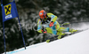 9th placed Ales Gorza of Slovenia skiing in second run of men giant slalom race of Audi FIS Men Alpine skiing World Cup 2008. Giant slalom race was held in Bad Kleinkirchheim, Austria on 8th of December 2007.
