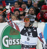 Kalle Palander of Finland celebrating in finish area after finishing second run of men giant slalom race of Audi FIS Men Alpine skiing World Cup 2008. Giant slalom race was held in Bad Kleinkirchheim, Austria on 8th of December 2007.

