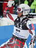 Marcus Sandell of Finland celebrating in finish area after finishing second run of men giant slalom race of Audi FIS Men Alpine skiing World Cup 2008. Giant slalom race was held in Bad Kleinkirchheim, Austria on 8th of December 2007.
