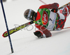 Kalle Palander of Finland falling in steepest part of first run of men slalom race of Audi FIS Men Alpine skiing World Cup 2008. Slalom race was held in Bad Kleinkirchheim, Austria on 9th of December 2007.
