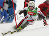 Thomas Mermillod Blondin of France skiing in first run of men slalom race of Audi FIS Men Alpine skiing World Cup 2008. Slalom race was held in Bad Kleinkirchheim, Austria on 9th of December 2007.
