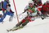 Tuukka Kaukoniemi of Finland skiing in first run of men slalom race of Audi FIS Men Alpine skiing World Cup 2008. Slalom race was held in Bad Kleinkirchheim, Austria on 9th of December 2007.
