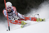 Tuukka Kaukoniemi of Finland clears a gate in the first leg of the mens ski world cup Giant Slalom race in Alta Badia, Italy. Giant slalom World cup race was held in Alta Badia, Italy, on 16th of December 2007.
