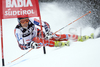 Kalle Palander of Finland clears a gate in the first leg of the mens ski world cup Giant Slalom race in Alta Badia, Italy. Giant slalom World cup race was held in Alta Badia, Italy, on 16th of December 2007.
