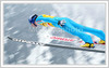 World cup winner Janne Ahonen of Finland is flying through the air on FIS World Cup Ski Jumping in Planica, Slovenia.
