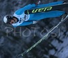 Anders Johnson of USA soars through the air during Individual ski jumping race of FIS Nordic Junior Ski World Championships, which was held in Kranj, Slovenia. Race was won by Gregor Schlierenzauner of Austria, Jurij Tepes of Slovenia placed second, while Andrea Morassi of Italy placed third.
