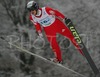Robert Hrgota of Slovenia soars through the air during Junior ski jumping team race of FIS Nordic Junior Ski World Championships. Race was won by Austria, Slovenia placed second, while Japan finished third.
