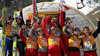 Winning team of Austria celebrating their medals  won in overall team standing of e.on Ruhrgas FIS Ski Jumping World Cup after last race which was held in Planica, Slovenia on 19.March 2006.
