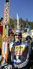 Overall World Cup third placed Andreas Kuettel of Switzerland celebrating his second place after last race of e.on Ruhrgas FIS Ski Jumping World Cup which was held in Planica, Slovenia on 19.March 2006.
