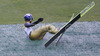 Two time Olympic champion from Torino 2006 Thomas Morgenstern of Austria falls after he landed at 109 meters during Summer FIS Grand Prix in ski jumping Kranj 2006. Summer FIS Grand Prix in ski jumping Kranj 2006 was held on 2. of September 2006 in Kranj, Slovenia.
