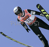 Jernej Damjan of Slovenia soars through the air in qualifications for first day of ski flying on FIS Ski jumping World Cup finals in Planica, Slovenia. FIS Ski jumping World Cup finals in Planica was held between 22nd and 25th of March 2007 in Planica, Slovenia. First competition day of ski flying was held in Planica on 23rd of March 2007.
