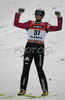 Andreas Kuettel of Switzerland celebrates good jump in second round of second day of ski flying on FIS Ski jumping World Cup finals in Planica, Slovenia. FIS Ski jumping World Cup finals in Planica was held between 22nd and 25th of March 2007 in Planica, Slovenia. Second competition day of ski flying was held in Planica on 24rd of March 2007.
